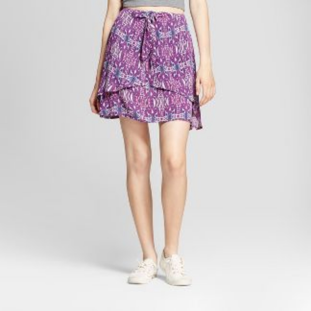 Tribal Geometric Print Flounce Skirt